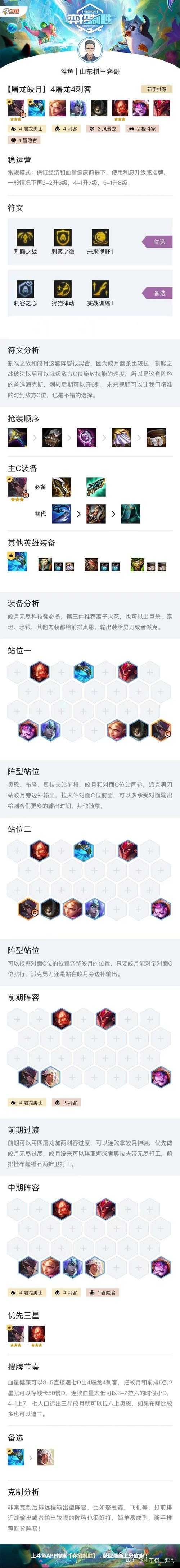 云顶之弈S7屠龙刺皎月阵容搭配攻略